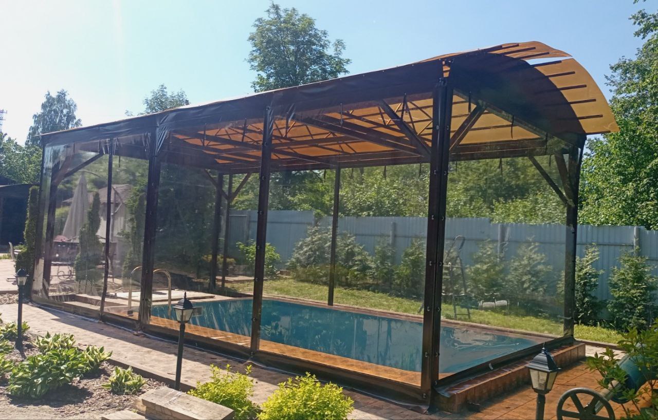 ПВХ остекление навеса над бассейном в Дорогобуже